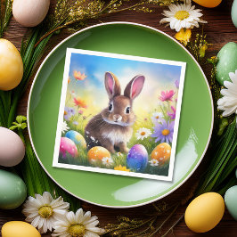 キュートブラウンイースターベビーバニー スタンダードカクテルナプキン