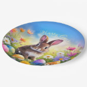 キュートブラウンイースターベビーバニー ペーパープレート (アングル)