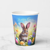 キュートブラウンイースターベビーバニー 紙コップ (裏面)