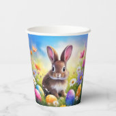 キュートブラウンイースターベビーバニー 紙コップ (裏面)