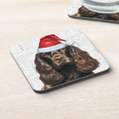 キュートブラウンコッカースパニエル犬サンタドッグホリデー コースター (左側)