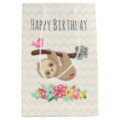 キュートブラウンスロスつるズの逆誕生日 ミディアムペーパーバッグ (正面)