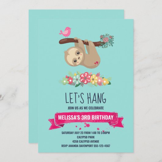 キュートブラウンスロスつるズの逆誕生日 招待状 (正面/裏面)