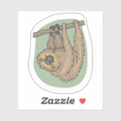 キュートブラウンスロスぶら下がったズの逆さイラストレーション シール (シート)