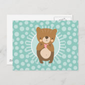 キュートブラウンテディベアハート ポストカード (正面/裏面)