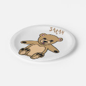 キュートブラウンテディベア誕生日名 ペーパープレート (アングル)