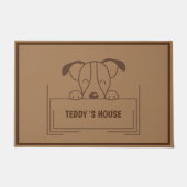 キュートブラウンドッグサインハウス名前をカスタムする ドアマット (正面)