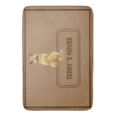 キュートブラウンドッグパピーサインハウス名前をカスタムする バスマット (正面縦)