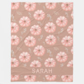 キュートブラウンピーチウォーターカラーパンプキン秋 フリースブランケット (正面)