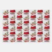 キュートブラウンブルドッグパピーインホリデー抱き枕 ラッピングペーパーシート (正面2)