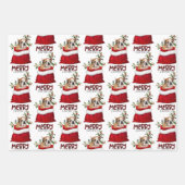 キュートブラウンブルドッグパピーインホリデー抱き枕 ラッピングペーパーシート (正面)