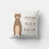 キュートブラウンベアベビー誕生レコードの状態 クッション (正面)