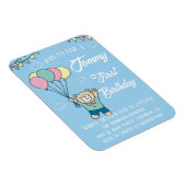 キュートブラウンベアホットエアバルーンボーイ誕生日 マグネット (右側)