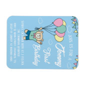 キュートブラウンベアホットエアバルーンボーイ誕生日 マグネット (横)