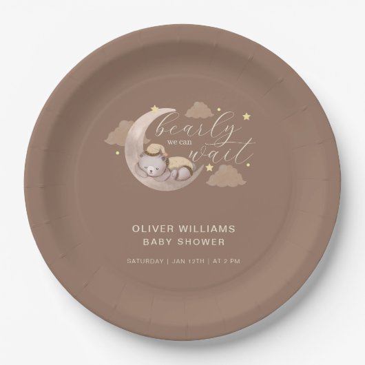 キュートブラウンベアリーウェイムーンスタースリーピークマ ペーパープレート (正面)