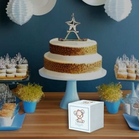 キュートブラウンベアーボーイブルーブランケット フェイバーボックス