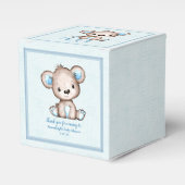 キュートブラウンベアーボーイブルーブランケット フェイバーボックス (正面サイド)