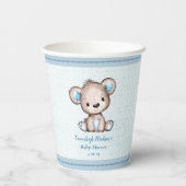 キュートブラウンベアーボーイブルーブランケット 紙コップ (裏面)
