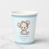 キュートブラウンベアーボーイブルーブランケット 紙コップ (正面)