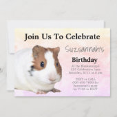 キュートブラウンホワイトギニアピグカスタムカラフルパーティー 招待状 (正面)