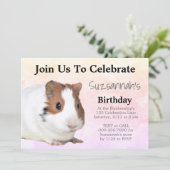 キュートブラウンホワイトギニアピグカスタムカラフルパーティー 招待状 (スタンド正面)