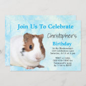 キュートブラウンホワイトギニアピグカスタムパーティー 招待状 (正面/裏面)