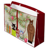 キュートブラウンホースとキットンバーンクリスマスホリデー ラージペーパーバッグ (裏面アングル)
