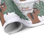 キュートブラウンホースハッピーホリデーズクリスマス ラッピングペーパー (ロールコーナー)