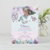 キュートブラウンマーメイドザシーナルファル誕生日 招待状 (スタンド正面)