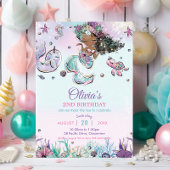 キュートブラウンマーメイドザシーナルファル誕生日 招待状