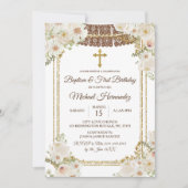 キュートブラウンメキシコのバプテスマ&ファースト誕生日 招待状 (正面)