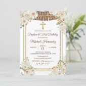 キュートブラウンメキシコのバプテスマ&ファースト誕生日 招待状 (スタンド正面)