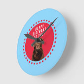 キュートブラウンラブラドールリトリーブドッグハッピーバースデー ラウンド壁時計 (傾斜)