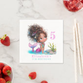 キュートブラウンリトルマーメイド誕生日 スタンダードカクテルナプキン (インサイチュ)