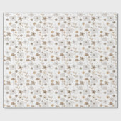 キュートブラウン&タンフローラキッド誕生日 ラッピングペーパー (フラット)