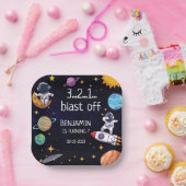 キュートブラストオフテーマ任意の年齢誕生日 ペーパープレート (パーティー)