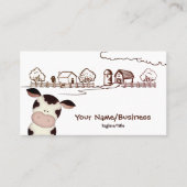 キュートブラックアンドホワイトカウズ納屋周囲の庭ファーム 名刺 (正面)