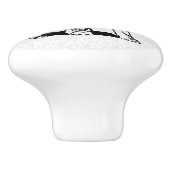 キュートブラックエレファントラインスケッチ セラミックノブ (側面)