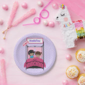 キュートブラックガールスランバーパーティーパープル誕生日 ペーパープレート (パーティー)