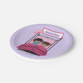 キュートブラックガールスランバーパーティーパープル誕生日 ペーパープレート (アングル)