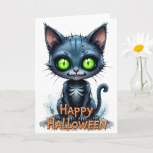 キュートブラックキッテンハロウィンお洒落猫好き カード
