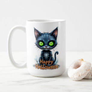 キュートブラックキッテンハロウィンお洒落猫好き コーヒーマグカップ