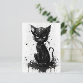 キュートブラックキットンインクプリントゴシック葉書 ポストカード (スタンド正面)