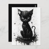 キュートブラックキットンインクプリントゴシック葉書 ポストカード (正面/裏面)