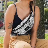 キュートブラックキャットイラストレーション子猫スケッチモノグラム ファニーパック