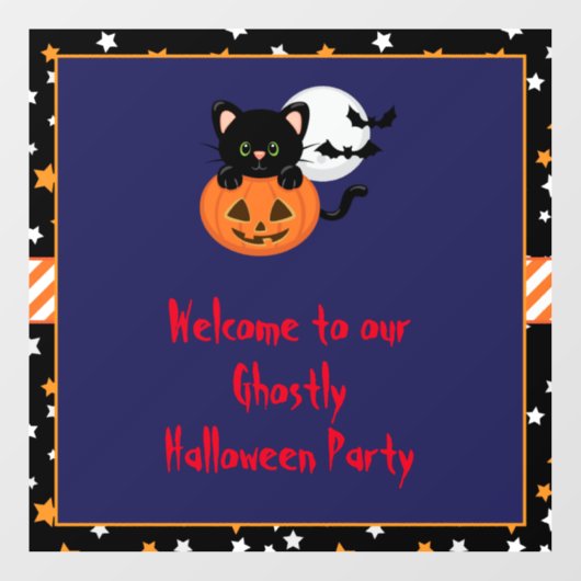 キュートブラックキャットカボチャハローウィンパーティ ウィンドウサイン (シート)