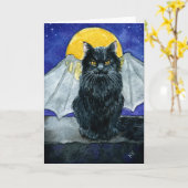 キュートブラックキャットガルゴイレハロウィーンニー大事な行事 カード (黄色い花)