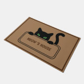 キュートブラックキャットサインハウス名前をカスタムする ドアマット (アングル)