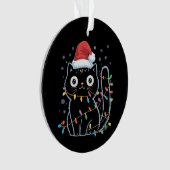 キュートブラックキャットサンタクリスマスライトニャー子猫 オーナメント (正面)