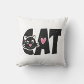 キュートブラックキャットタイポグラフィデザイン クッション (正面)